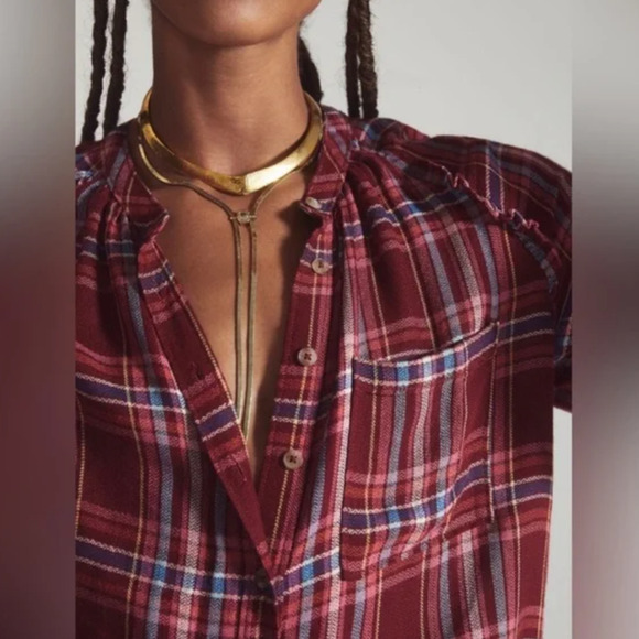 Pilcro Red Plaid Button-Down by Anthropologie - New Size XL - Picture 4 of 4